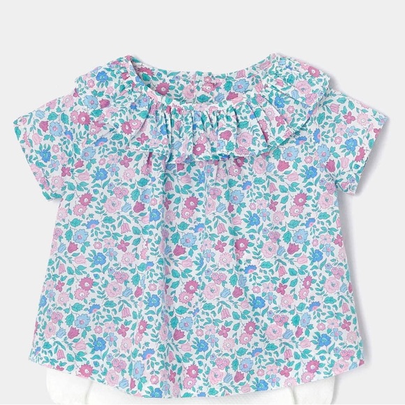 Jacadi Other - Jacadi Baby Girl 1M 54CM Liberty Fabric Floral Blouse Short Sleeve